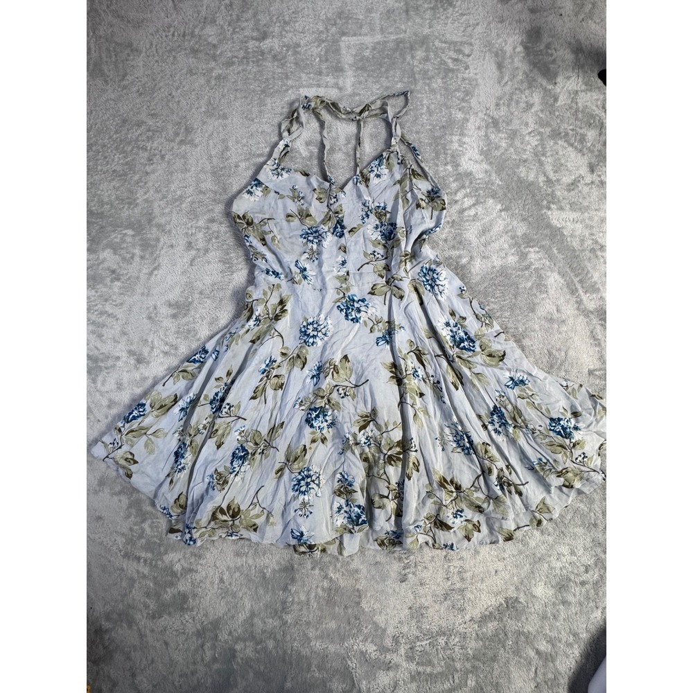 Kimchi Blue Urban Outfitters Floral Strappy Back Mini Dress Blue Green Size 6